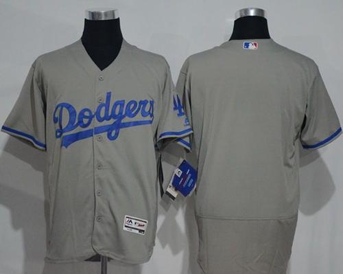 Dodgers Blank Grey Flexbase Authentic Collection Stitched MLB Jersey - Click Image to Close